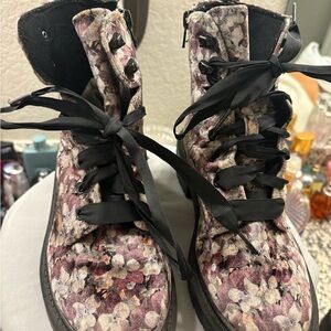 Candie's Purple Floral Lace-Up Boots